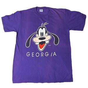 Vintage 90s Purple Goofy Disney Georgia T Shirt FADED